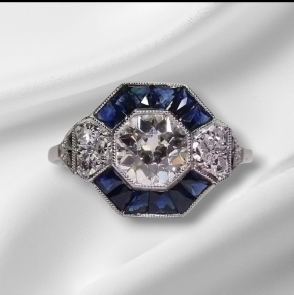 925 Silver and Blue Gemstone Ring - Picture 2 of 14